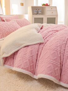 Geometric Jacquard Blanket - Pink - View 2