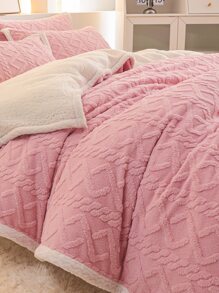 Geometric Jacquard Blanket - Pink - View 5