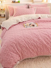 Geometric Jacquard Blanket - Pink - View 6