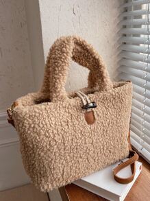 Hombres Bolsa cuadrada botón cuerno mullido - Caqui - Ver 1