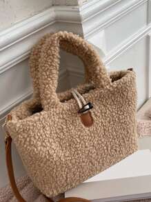 Hombres Bolsa cuadrada botón cuerno mullido - Caqui - Ver 2