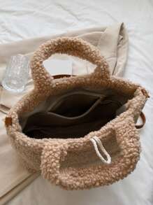 Hombres Bolsa cuadrada botón cuerno mullido - Caqui - Ver 4