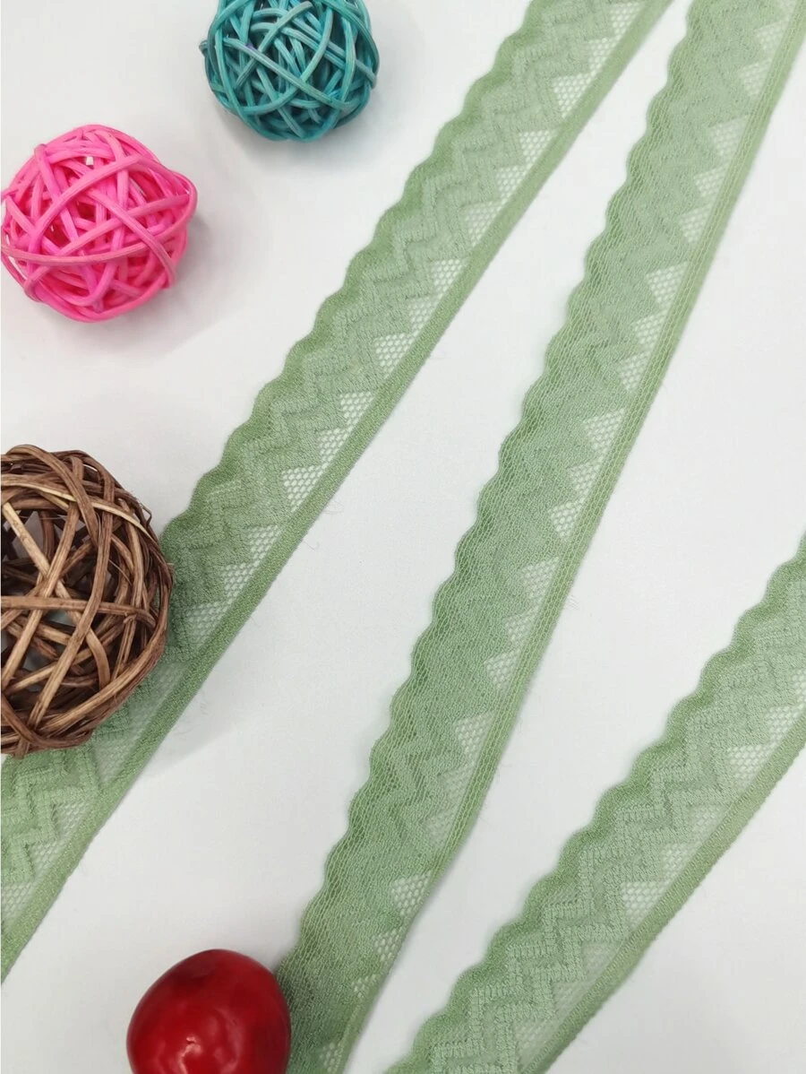 1roll Lace Design DIY Trim, Modern Polyamide Sewing Trim For Home - Green - View 1