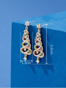 Cubic Zirconia Tree Decor Drop Earrings - Multicolor - View 5