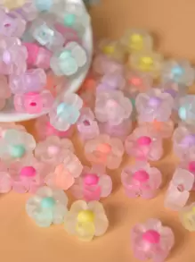 100pcs Flower Design DIY Acrylic Bead - Multicolor - View 1