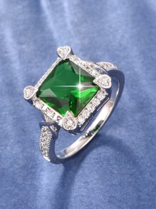 Cubic Zirconia Square Decor Ring - Multicolor - View 1