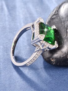 Cubic Zirconia Square Decor Ring - Multicolor - View 2