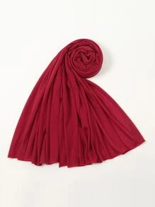 極簡風格素色圍巾 - 酒紅色 - 查看 2