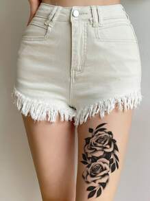 1pc Black Flower Pattern Large Arm Body Temporary Tattoo Sticker - Black - View 4