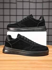 Men Lace-up Front Skate Shoes - Black - View 1