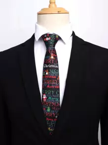 1入組聖誕圖案領帶適合男人及女人,合適的適用於日常穿著和聖誕節