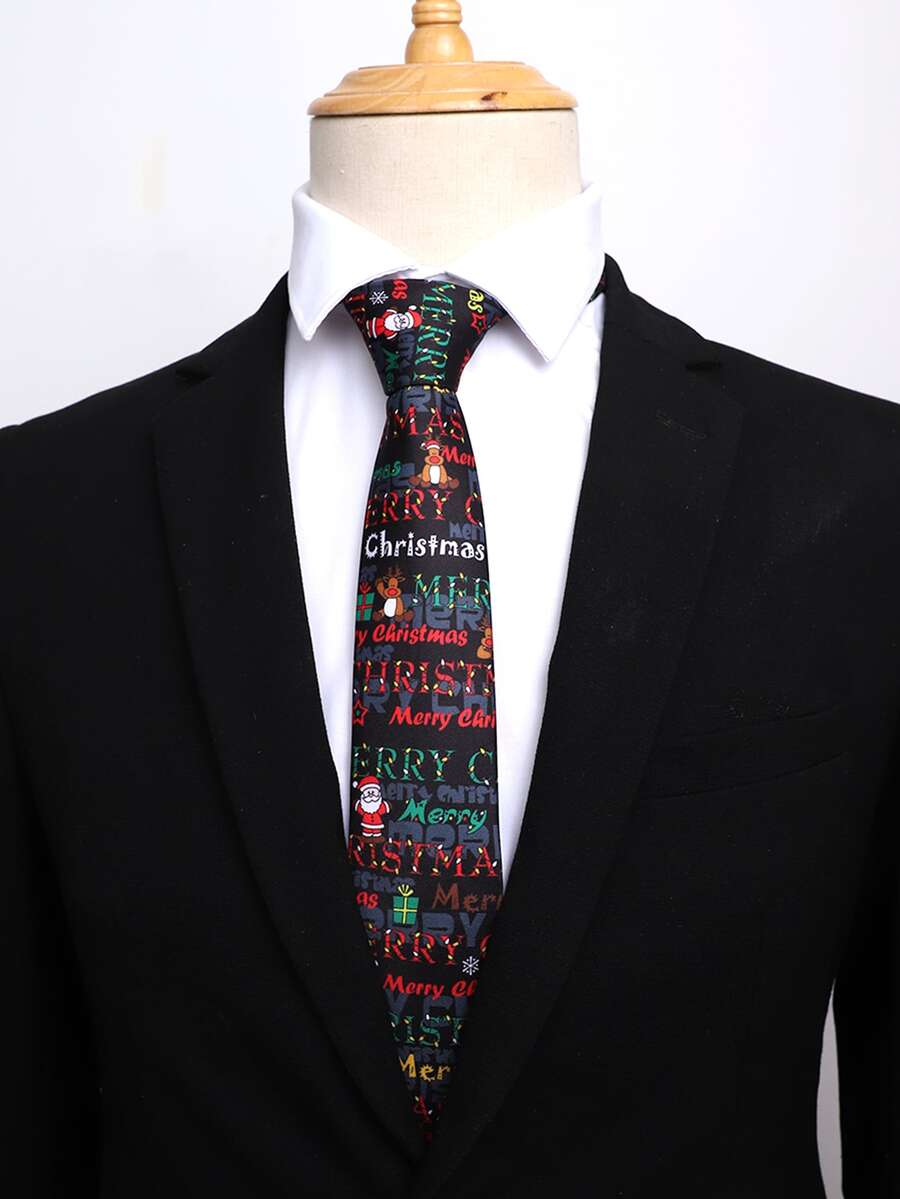 1入組聖誕圖案領帶適合男人及女人,合適的適用於日常穿著和聖誕節