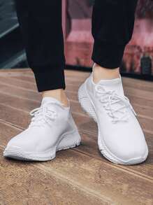Men Lace-up Front Running Shoes - White - View 1