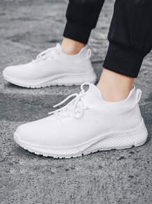 Men Lace-up Front Running Shoes - White - View 4