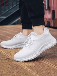 Men Lace-up Front Running Shoes - White - View 5