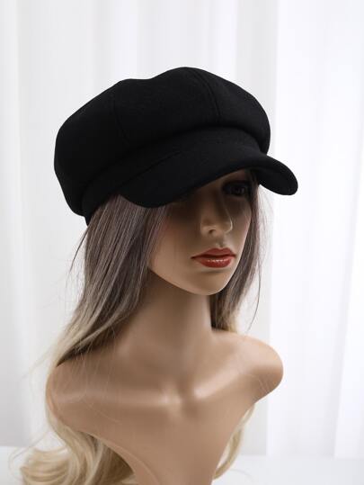 قبعة مثمنة ملائمة للارتداء للسيدات بتصميم بسيط، مناسبة للارتداء اليومي خلال فصل الشتاء والخريف الدافئ، قطعة واحدة