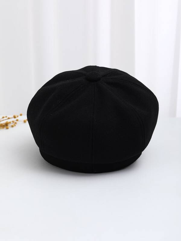 Solid Black Color Baker Boy Cap SHEIN USA