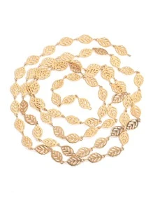 1 pieza con diseño de hoja con cadena - Amarillo Oro - Ver 1