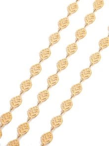 1 pieza con diseño de hoja con cadena - Amarillo Oro - Ver 2