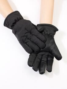 Solid Plush Lined Gloves - Black - View 5