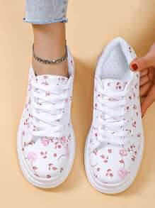 Floral Pattern Lace-up Front Skate Shoes - Multicolor - View 1