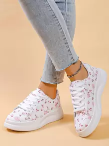 Floral Pattern Lace-up Front Skate Shoes - Multicolor - View 2