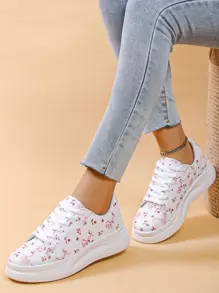 Floral Pattern Lace-up Front Skate Shoes - Multicolor - View 3