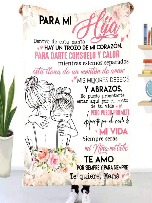 Slogan & Figure Graphic Blanket, Modern Sofa Throw Blanket For Home