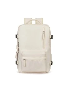 Laptop Backpack for Men Women, 14/15 inch Computer Backpack for Flight Approved, Carry on Daypack Travel bag with Wet and Dry Pocket, Waterproof Large Capacity 30L Luggage Business College Weekender Overnight Backpack with Shoe Compartment for Travel - Beige - View 5