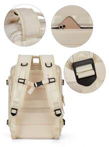 Laptop Backpack for Men Women, 14/15 inch Computer Backpack for Flight Approved, Carry on Daypack Travel bag with Wet and Dry Pocket, Waterproof Large Capacity 30L Luggage Business College Weekender Overnight Backpack with Shoe Compartment for Travel - Beige - View 8