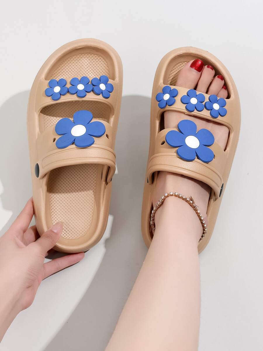 Chanclas con diseño de flor - Caqui - Ver 1