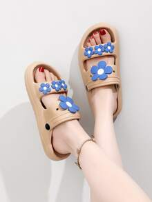 Chanclas con diseño de flor - Caqui - Ver 3