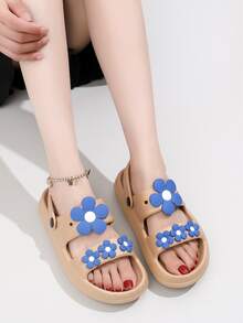 Chanclas con diseño de flor - Caqui - Ver 4