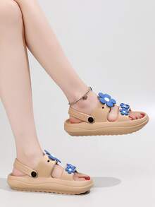 Chanclas con diseño de flor - Caqui - Ver 5