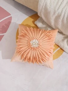 1pc Velvet Handmade Flower Decor Pillowcase - Multicolor - View 4