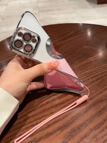 具心形圖案手機殼+掛繩，適用於 iPhone 11、iPhone 13 及 iPhone 14 Pro Max - 粉色 - 查看 3