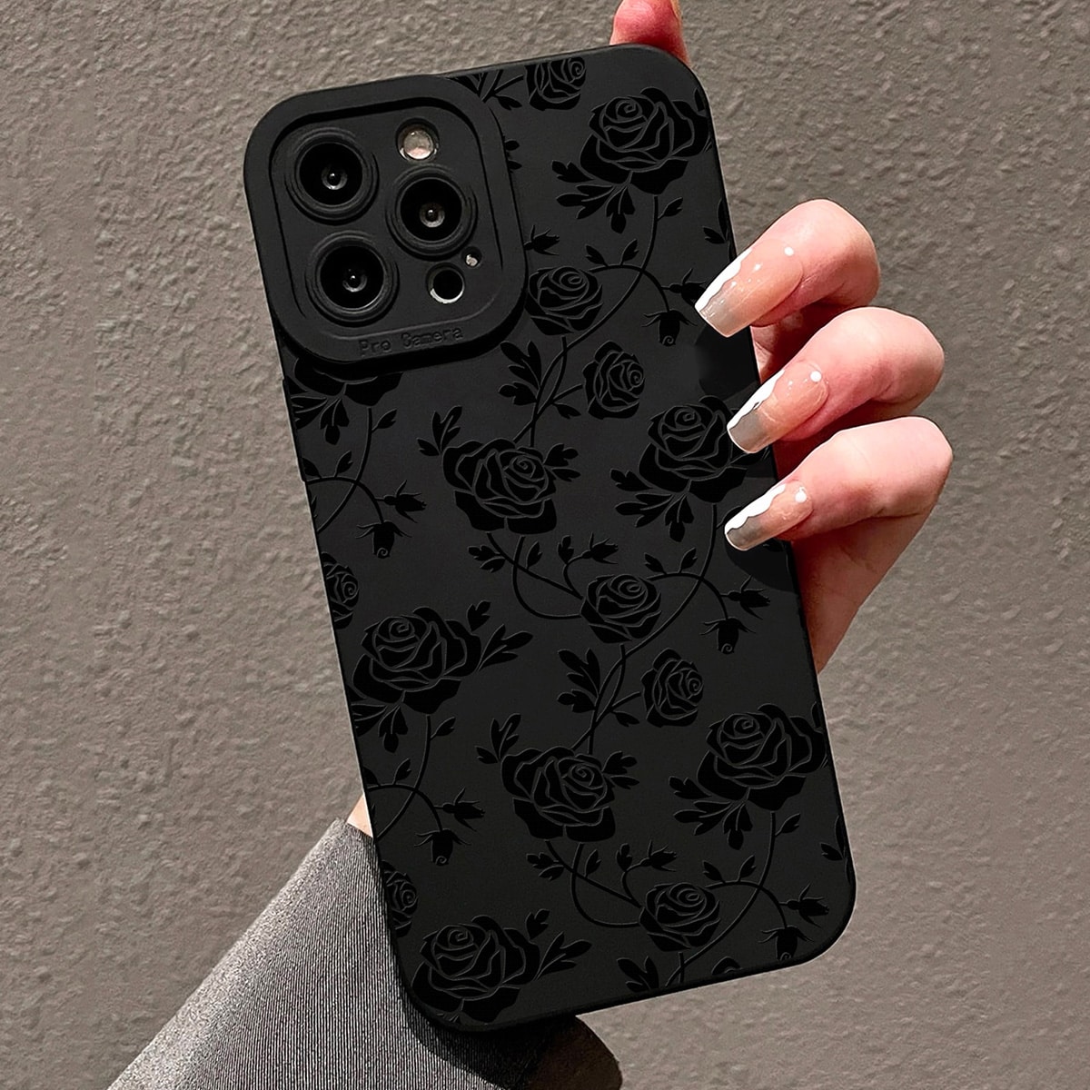 Black Flower Pattern Fashion Phone Case Apple Flower Pattern Phone Case Compatible With IPhone 15/15Pro/15Plus/15Promax Waterproof Shockproof Anti-Fall Scratch Resistant Spring Gift