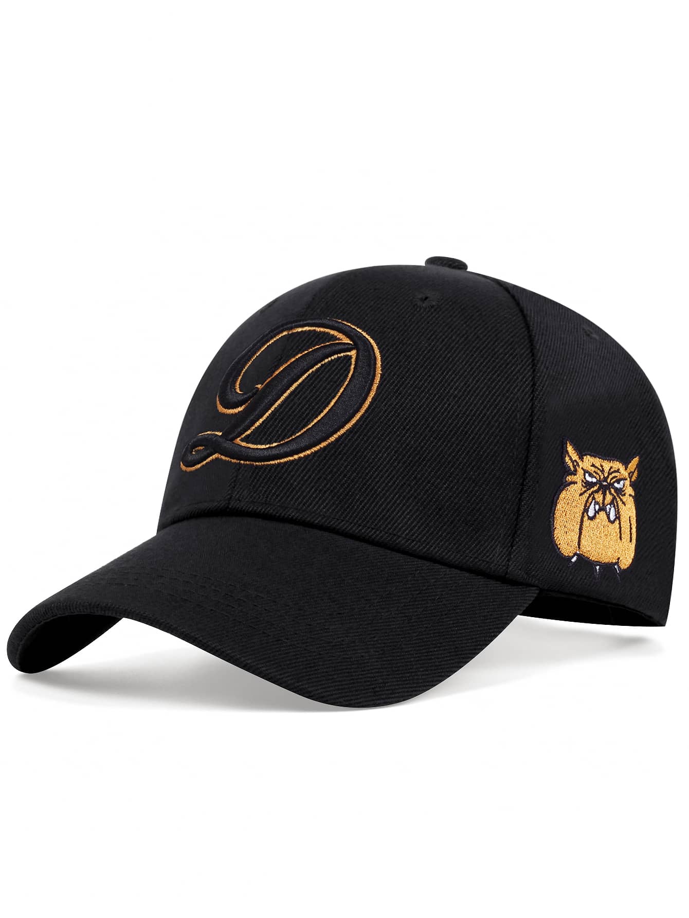 Hombres Gorra de béisbol con bordado letra & perro - Negro - Ver 1