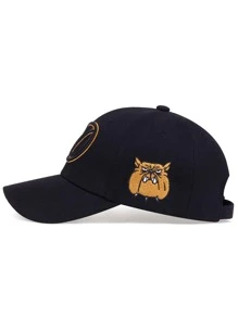 Hombres Gorra de béisbol con bordado letra & perro - Negro - Ver 2