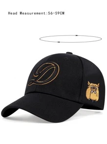 Hombres Gorra de béisbol con bordado letra & perro - Negro - Ver 3