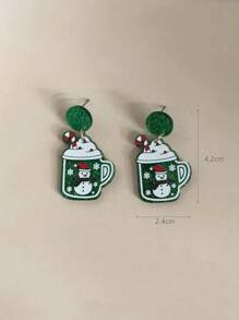 Navidad con muñeca de nieve Taza Pendientes largos - Multicolor - Ver 3