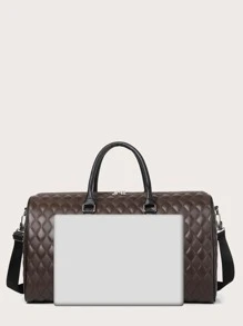 Hombres Bolso de lona de cuadros en relieve - Marrón - Ver 3