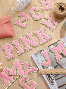 26pcs Gold-Edged Blue Alphabet Chenille Fabric Patches (Iron-On), Clothing Accessories, DIY Fabric Patches