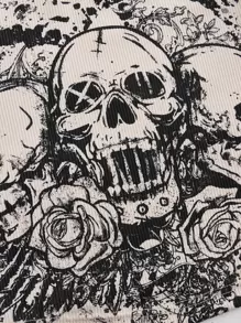 ROMWE Grunge Punk Skull & Floral Graphic Crop Tee, School - Multicolor - View 3