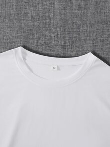 Manfinity Homme Camisetas para hombres con cuello redondo ajustado, manga corta, eslogan casual - Blanco - Ver 5