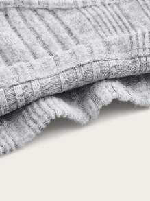 SHEIN EZwear Scoop Neck Bell Sleeve Crop Tee - Light Grey - View 3