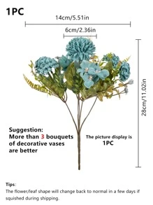 1 件装大号人造牡丹花丝茶玫瑰花束菊花塑料植物新娘花束情人节假植物婚礼装饰 DIY 花环材料，新娘手捧花装饰配件，婚车装饰，门楣拱门装饰，家居，餐厅，卧室，花瓶装饰，生日派对装饰材料新年礼物，情人节，礼物 - 彩色 - 查看 3