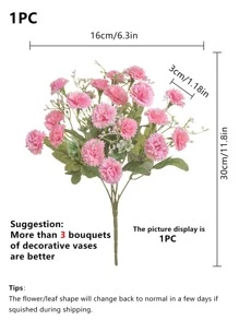 1 件/3 件人造花丝绸康乃馨新娘花束假植物房间装饰秋季装饰假花花园秋季装饰中心装饰花瓶家居新年装饰户外花园婚礼花束客厅 DIY 糖果盒花环假植物家居用品 - 彩色 - 查看 2