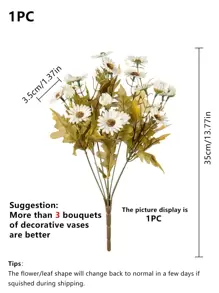 1PC/3pcs Artificial Flowers European Style Daisy Bouquet, Home Vase Decoration, Dining Room, Bedroom, Flower Arrangement, Wedding, Bride Holding Flower, Wrist Flower, Chest Flower DIY Material, Birthday Party Decoration Material, Valentine'S Day New Year Gifts, Valentine Day, Gift - Multicolor - View 2