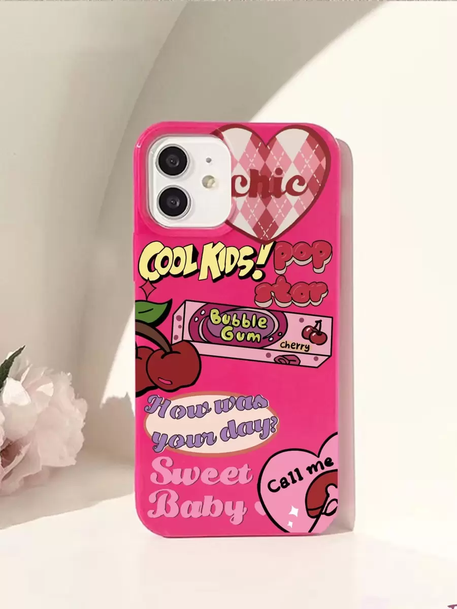 Letter Graphic Phone Case Compatible With iPhone15/15Plus/15Pro/15Promax - Multicolor - View 1